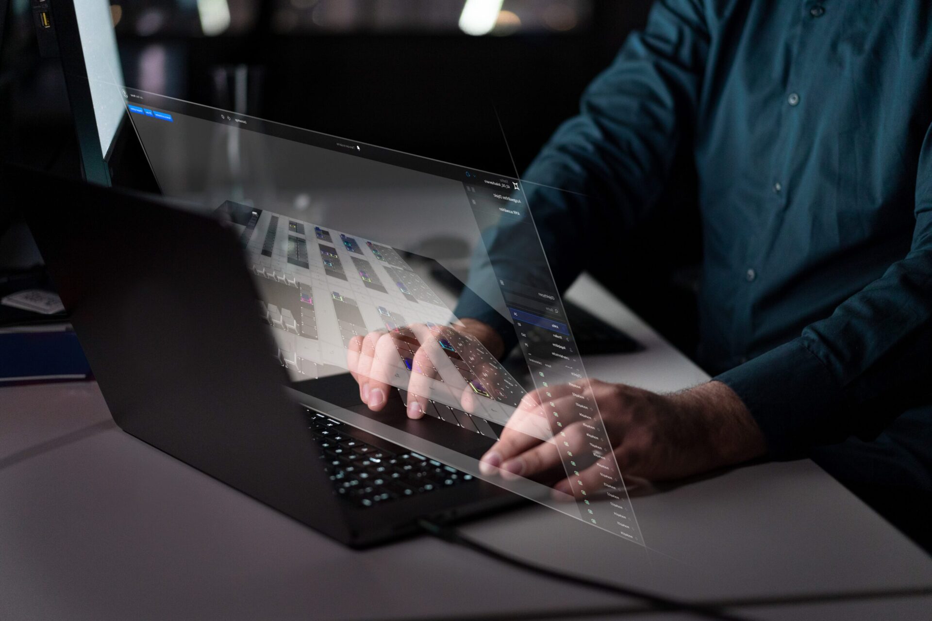 arculus employee using a laptop to incorporate the technologies of Intralogistics 4.0 into the warehouse processes