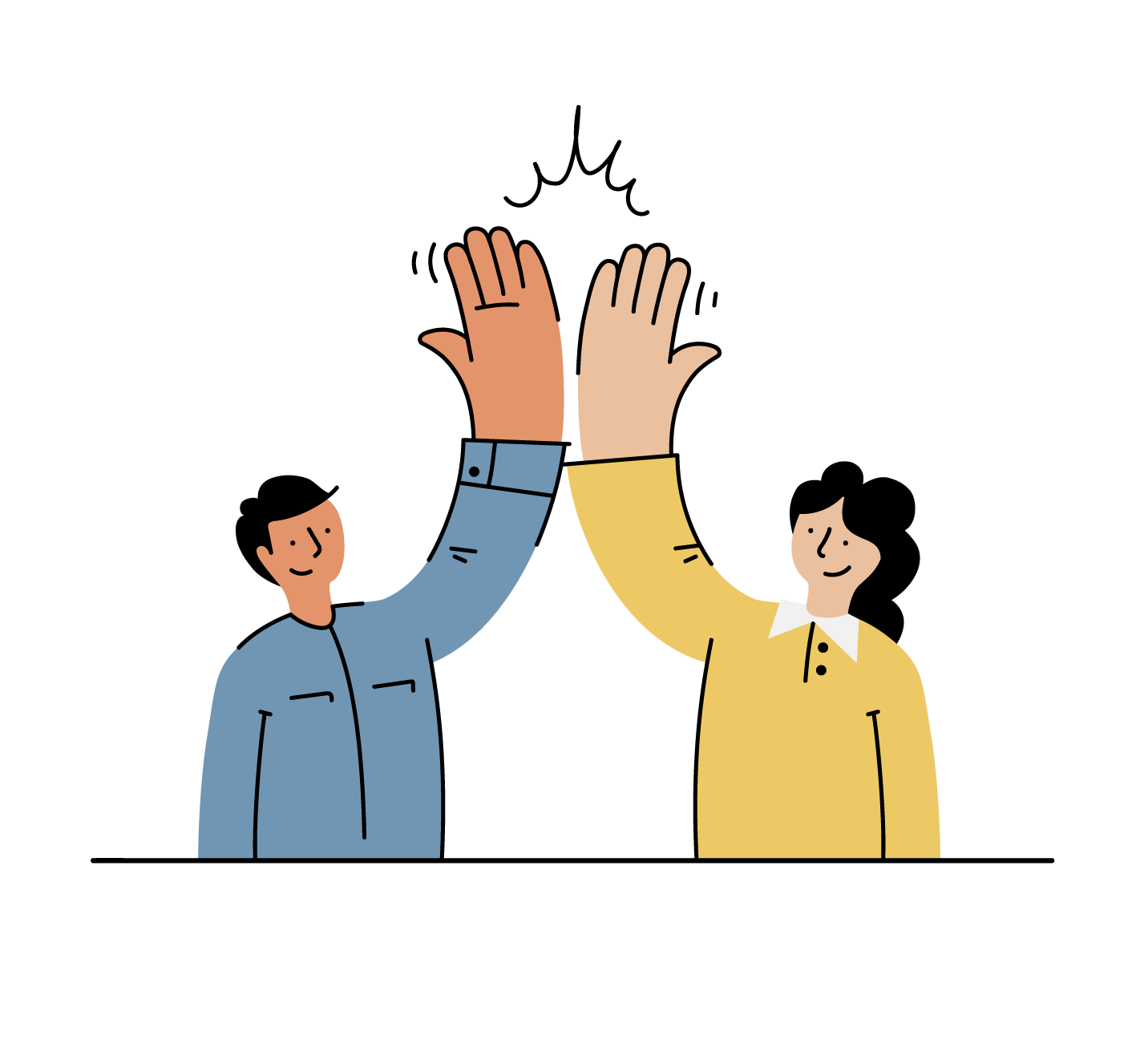 An illustration of a man and a woman high-fiving each other to showcase the respect at arculus