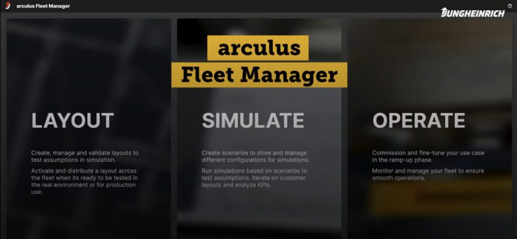 A screen shot of the arculus Fleet Manager software