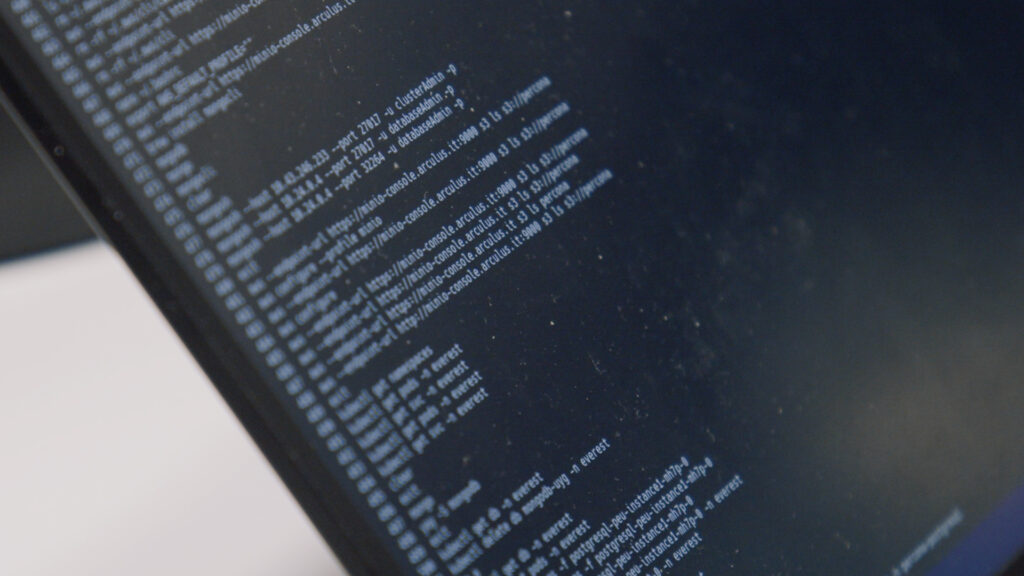 A closeup of Debian screen code